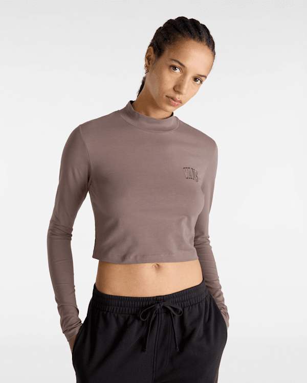 Vans - Mini Mock Neck Long Sleeve T-Shirt, Woman, Brown, Size: L (obrázek 3)