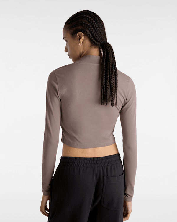 Vans - Mini Mock Neck Long Sleeve T-Shirt, Woman, Brown, Size: L (obrázek 4)