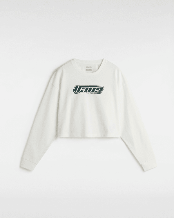 Vans - Retro V Hook And Loop Relaxed Long Sleeve Crop T-shirt, Woman, White