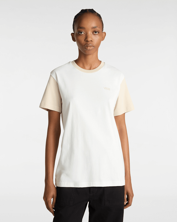 Vans - Colorblock T-Shirt, Woman, Beige, Size: S (obrázek 3)