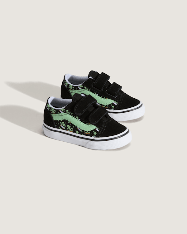 Vans – Toddler Old Skool V Shoes (1-4 years), Black/Green, Size: 17