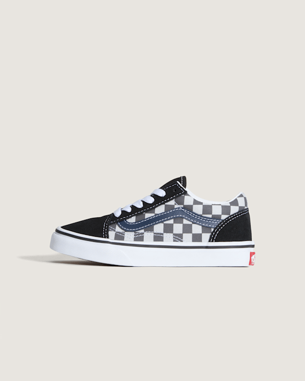 Vans - Kinder Old Skool V Checkerboard Schuhe (4–8 Jahre), Blau, GrößE: 28-image