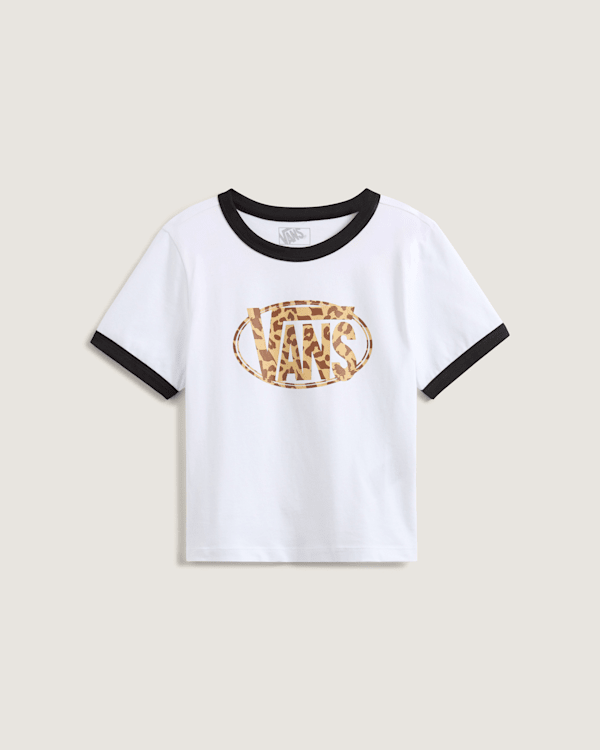 Vans - Leopard Oval Ringer T-shirt, Damen, Schwarz