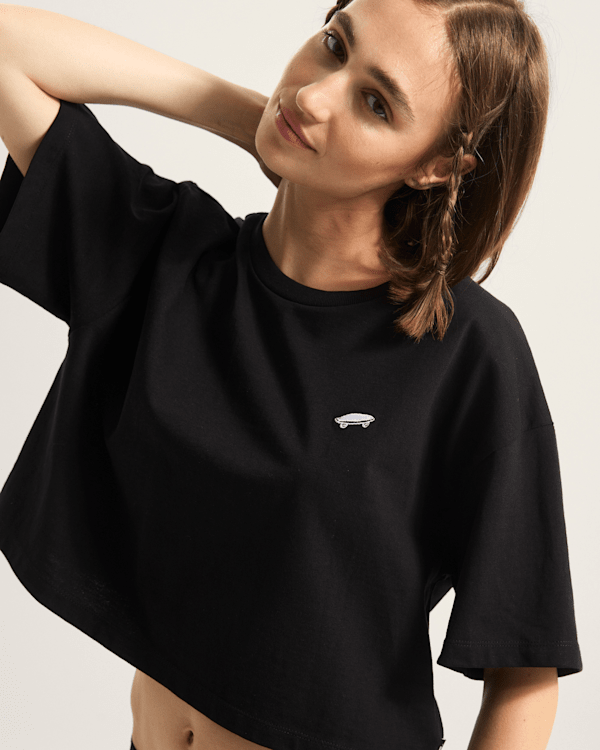 Vans - Salton Crop T-Shirt, Woman, Black, Size: S (obrázek 7)