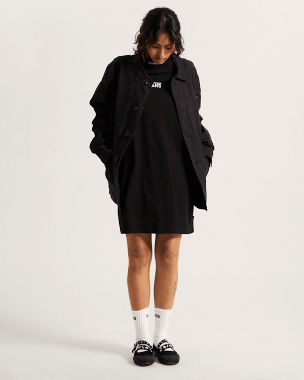 Vans - Center Vee Tee Dress, Woman, Black, Size: L (obrázek 7)