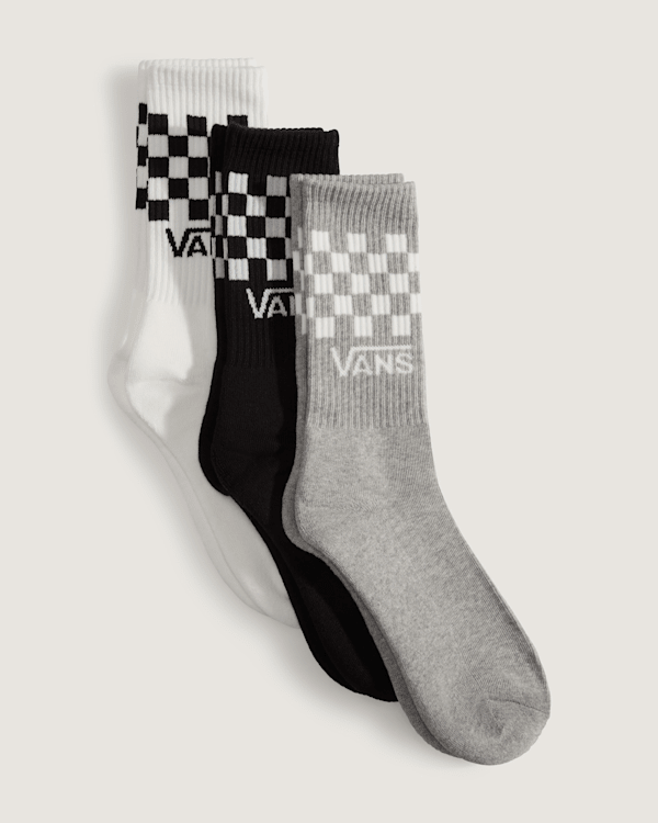 Vans – Classic Check Crew Socks (3 pairs), Black, Size: L (42.5-47​)