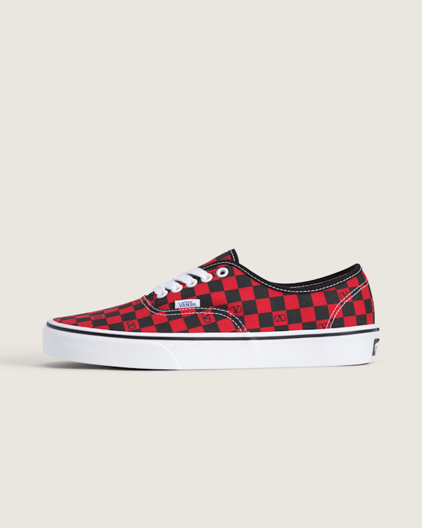 Vans - Valentino Garavani and Vans Authentic Checkerboard, Man, Red, Size: 5