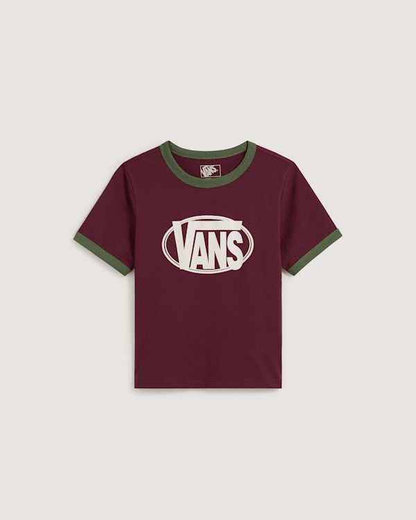 Vans - Centre Chest Logo Ringer T-shirt, Damen, Bordeaux