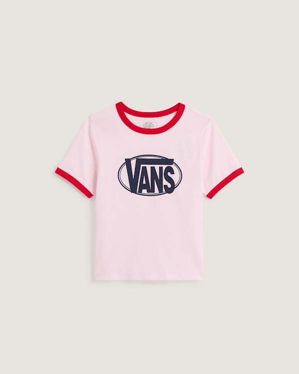 Vans - Centre Chest Logo Ringer T-shirt, Damen, Rosa