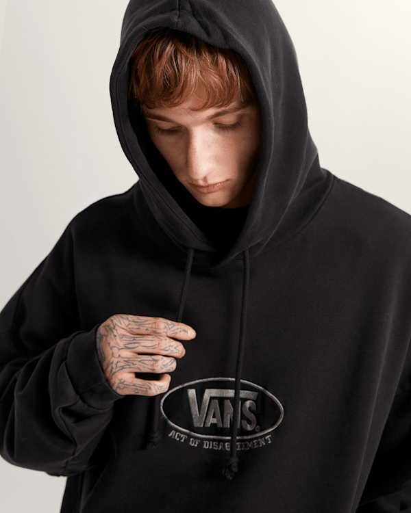 Vans - Act Of Disagreement Oval Logo Hoodie, Man, Black, Size: M (obrázek 6)