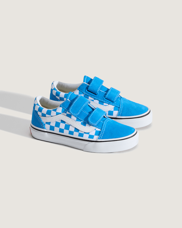 Vans – Kids Old Skool V Checkerboard Shoes (4-8 Years), Blue, Size: 27