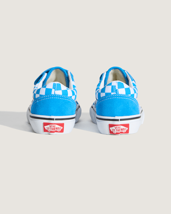 Vans - Kids Old Skool V Checkerboard Shoes (4-8 Years), Blue, Size: 34 (obrázek 4)