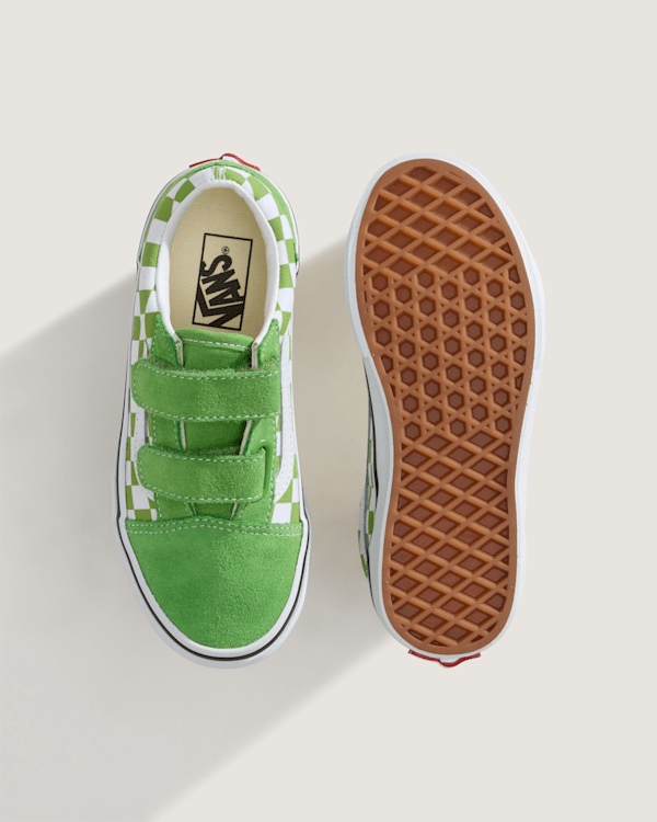 Vans - Kids Old Skool V Checkerboard Shoes (4-8 Years), Green, Size: 29 (obrázek 3)