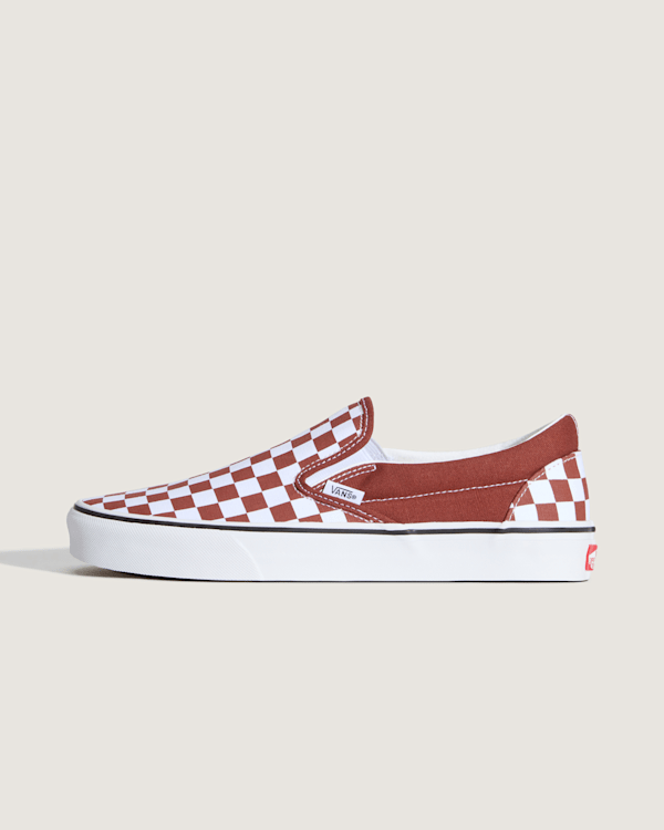 Vans - Classic Slip-On Checkerboard Shoes, Man, Burgundy - VN000DAHFSB