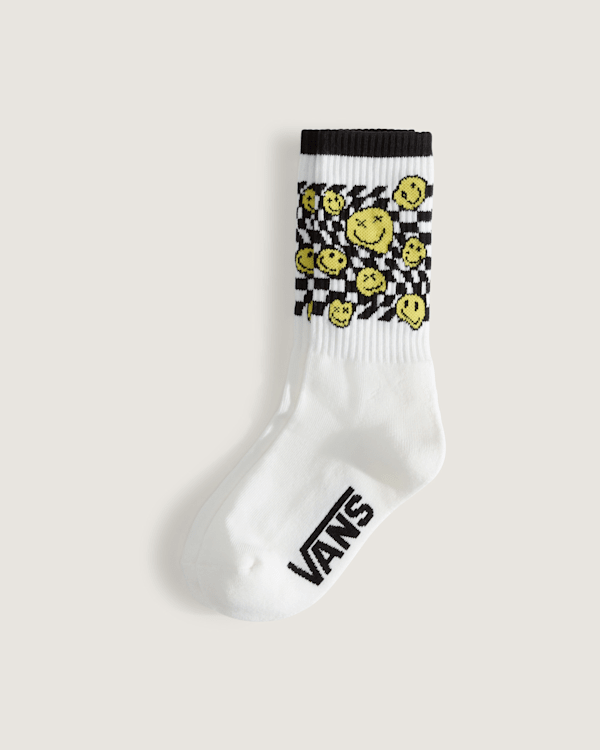 Vans - Calcetines altos Ticker Checkerboard de niños, Blanco, Talla: XS (31-34)