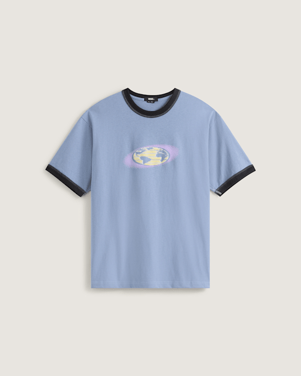 Vans - Camiseta Pixel Globe, Hombre, Azul, Talla: M