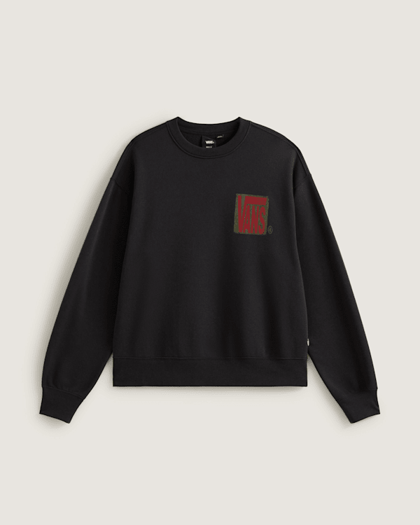 Vans - Sudadera de cuello redondo Stretch Stack Crackle, Hombre, Negro, Talla: XL