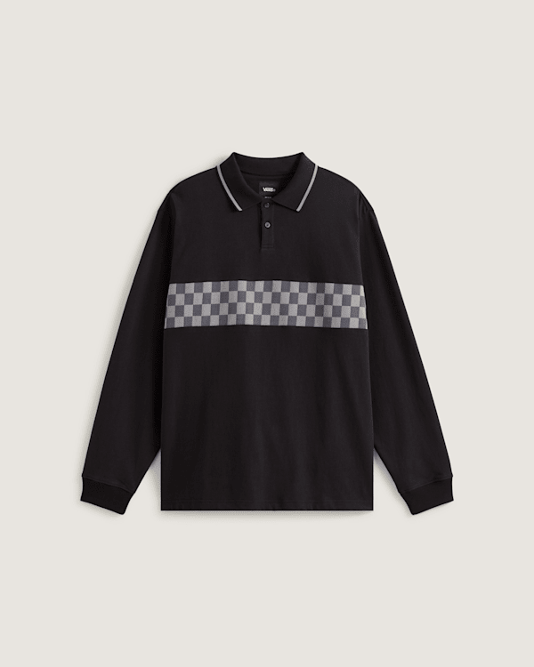 Vans - Medford Checkerboard Langarm-Polohemd, Herren, Schwarz, Größe: L