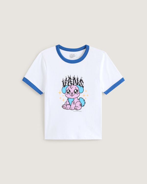 Vans - Puppy Ringer T-Shirt, Damen, Weiß, Größe: XXS