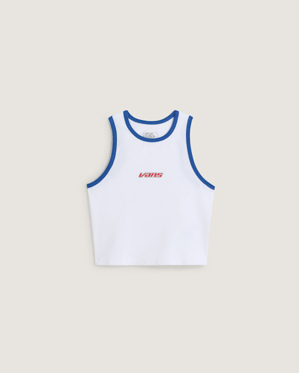 Vans - Camiseta sin mangas Retro Speed, Mujer, Blanco, Talla: L