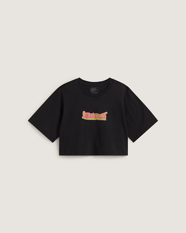 Vans - Camiseta corta holgada Y2K Boho, Mujer, Negro, Talla: XS