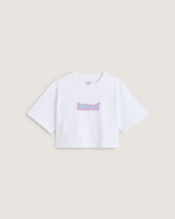 Vans - Camiseta corta holgada Y2K Boho, Mujer, Blanco, Talla: M