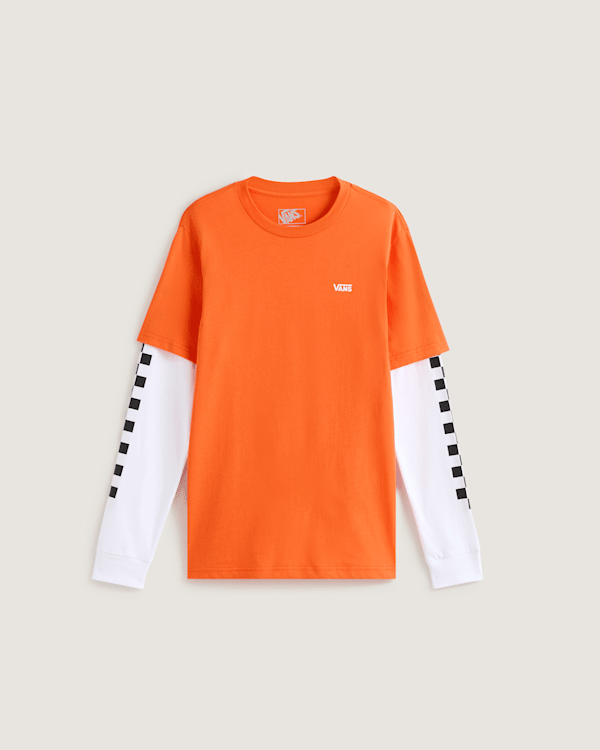 Vans - Camiseta LONG CHECK TWOFER (8-14 años), Naranjo, Talla: S