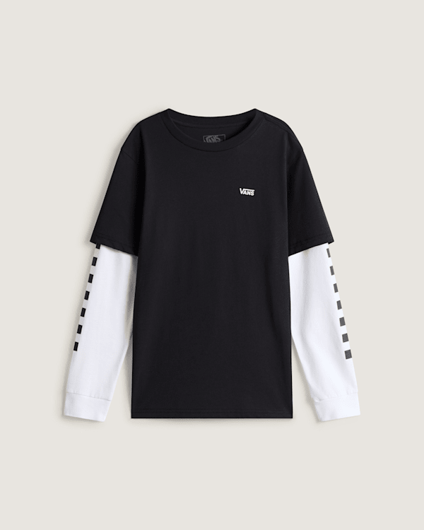 Vans - Camiseta LONG CHECK TWOFER (8-14 años), Negro, Talla: XL