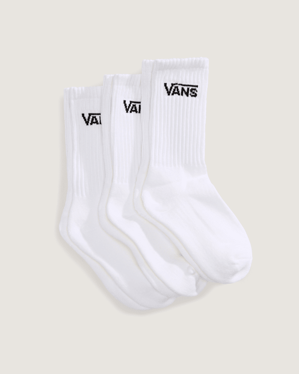 Vans – Kids Classic Crew Socks (3 pairs), White, Size: XS (31-34)