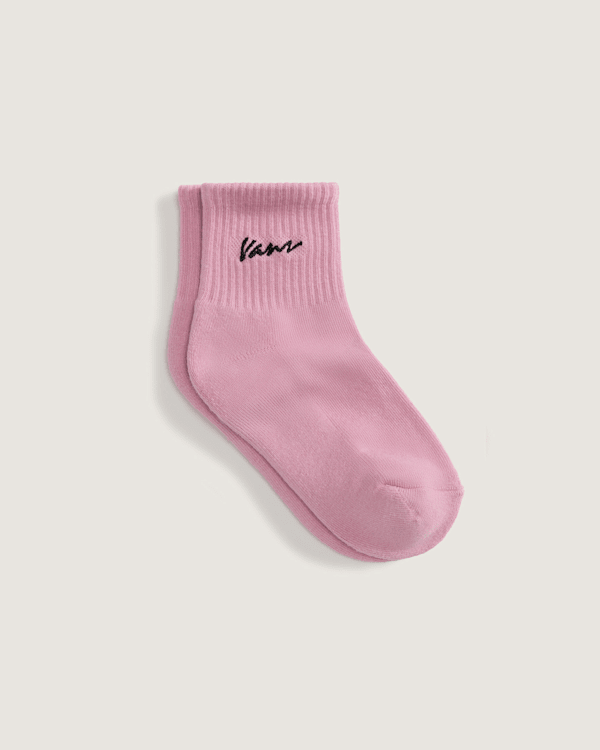 Vans – Kids Classic Script Half Crew Socks (1 pair), Pink, Size: XS (31-34)