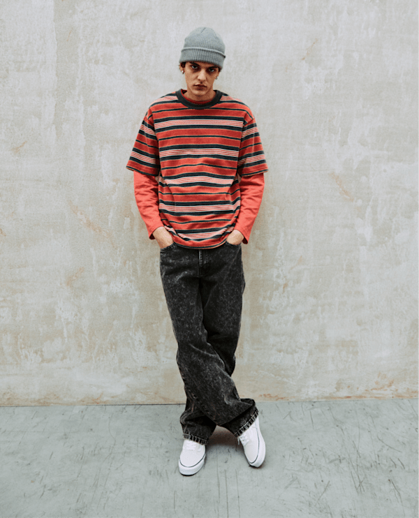 Vans - Pique Stripe Knit T-Shirt, Man, Red, Size: M (obrázek 3)