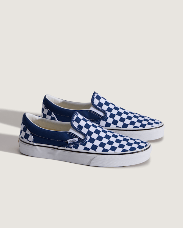 Vans – Classic Slip-On Checkerboard Shoes, Man, Blue, Size: 47