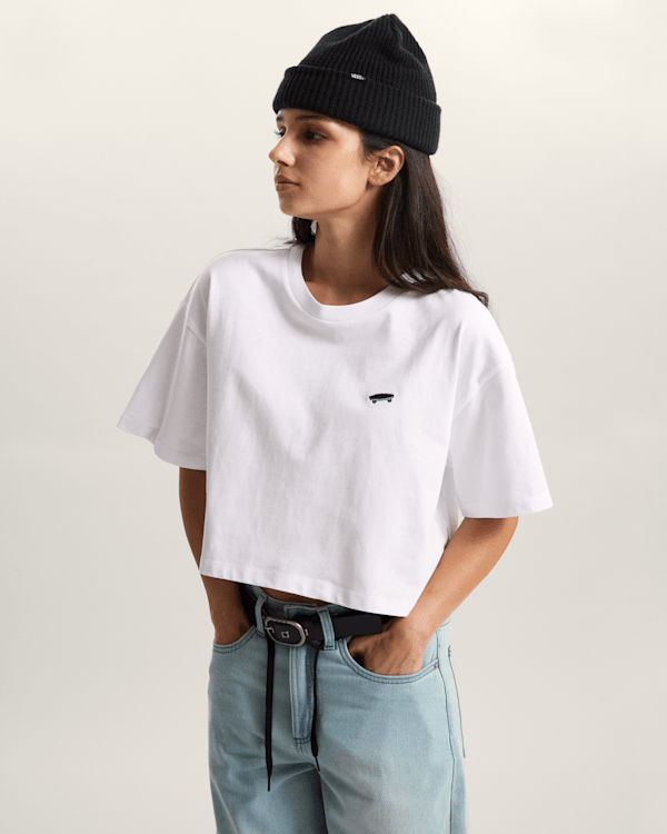 Vans - W SALTON RELAX CROP T-Shirt, Woman, White, Size: M (obrázek 3)