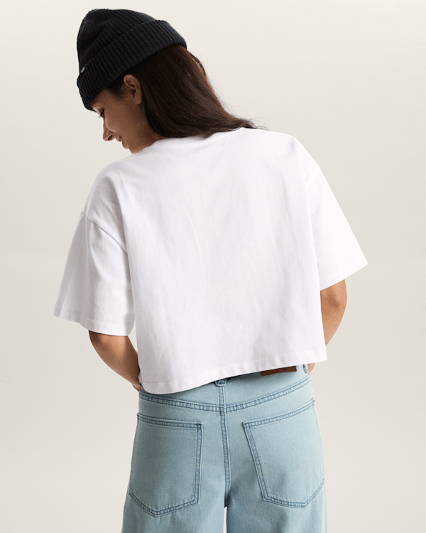 Vans - W SALTON RELAX CROP T-Shirt, Woman, White, Size: M (obrázek 4)