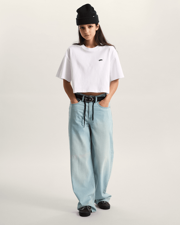 Vans - W SALTON RELAX CROP T-Shirt, Woman, White, Size: M (obrázek 5)