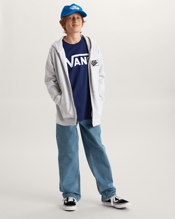 Vans - Kids By Blocked Box Zip Hoodie (8-14 Years), Grey, Size: L (obrázek 6)