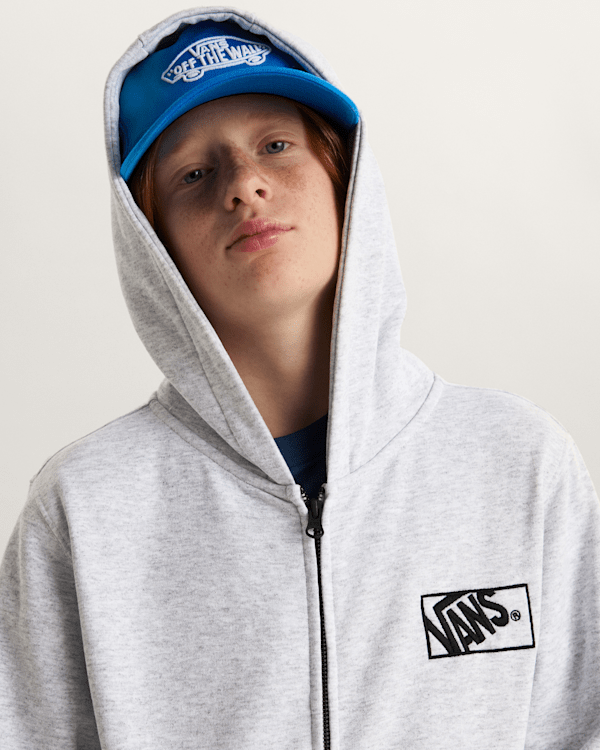 Vans - Kids By Blocked Box Zip Hoodie (8-14 Years), Grey, Size: L (obrázek 7)