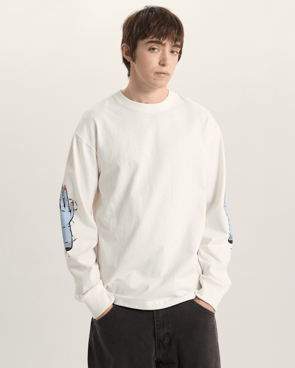 Vans - Dayana Zombie Hand Long Sleeve T-Shirt, Man, White, Size: M (obrázek 3)