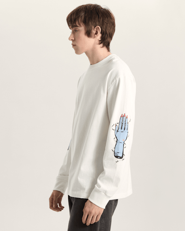 Vans - Dayana Zombie Hand Long Sleeve T-Shirt, Man, White, Size: M (obrázek 5)