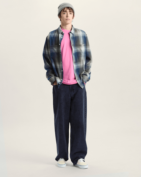 Vans - Indigo Plaid Long Sleeve Shirt, Man, Green, Size: L (obrázek 6)