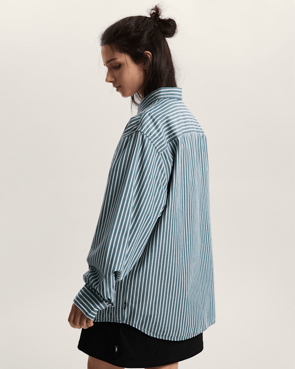 Vans - Premium Dobby Stripe Long Sleeve Shirt, Man, Green, Size: XXL (obrázek 8)