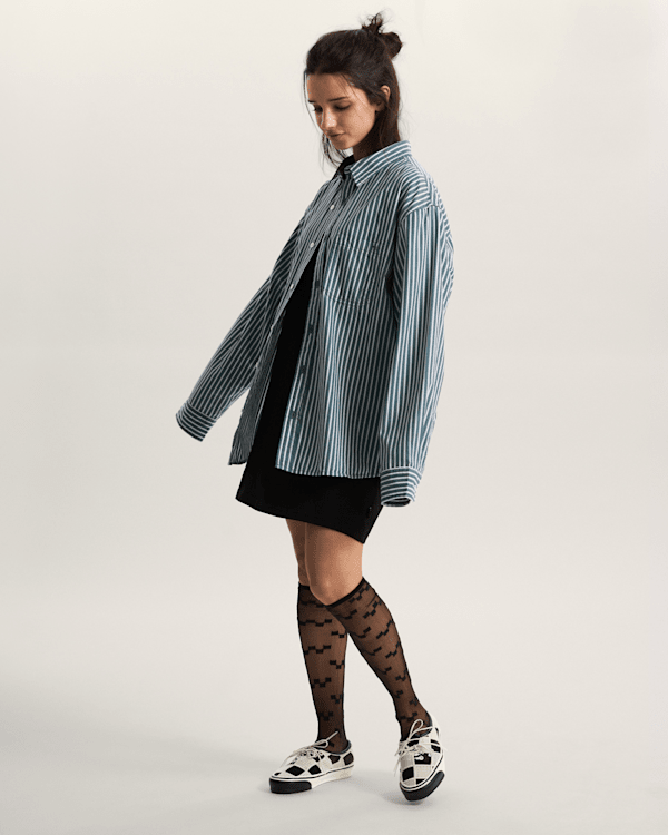 Vans - Premium Dobby Stripe Long Sleeve Shirt, Man, Green, Size: XXL (obrázek 10)