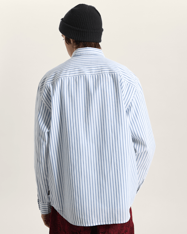 Vans - Premium Dobby Stripe Long Sleeve Shirt, Man, White, Size: S (obrázek 4)
