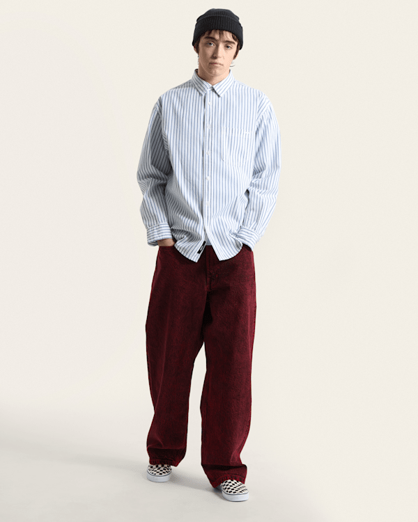 Vans - Premium Dobby Stripe Long Sleeve Shirt, Man, White, Size: S (obrázek 6)