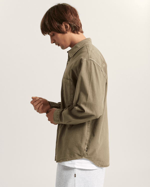 Vans - Lawson Seersucker Pigment Long Sleeve Shirt, Man, Beige, Size: XL (obrázek 5)