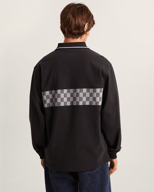Vans - Medford Checkerboard Long Sleeve Polo, Man, Black, Size: XL (obrázek 4)