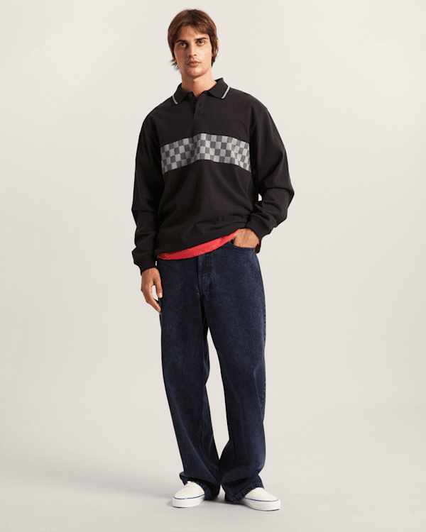 Vans - Medford Checkerboard Long Sleeve Polo, Man, Black, Size: XL (obrázek 6)