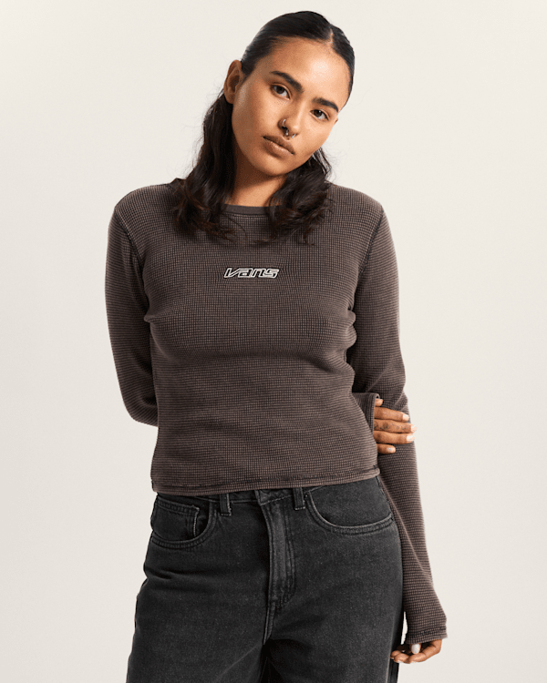 Vans - Teri Waffle Long Sleeve Shirt, Woman, Black, Size: S (obrázek 3)