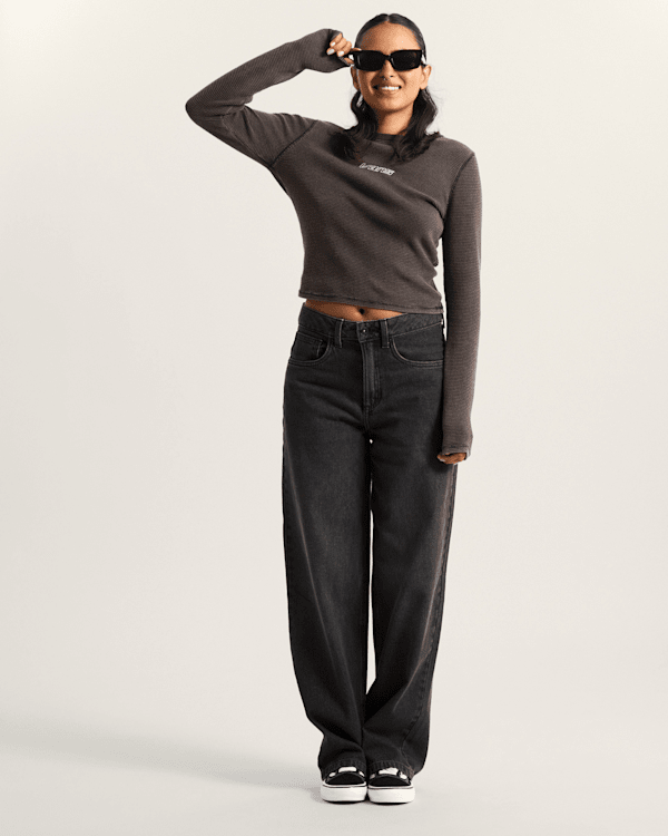 Vans - Teri Waffle Long Sleeve Shirt, Woman, Black, Size: S (obrázek 5)