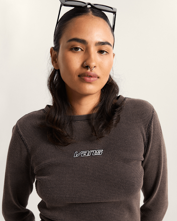 Vans - Teri Waffle Long Sleeve Shirt, Woman, Black, Size: S (obrázek 6)